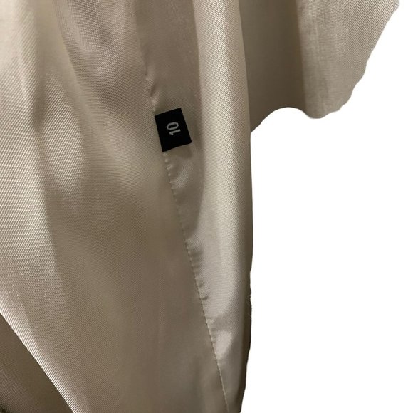 Vintage 90s Grey Cream Unstructured Double Breasted Long Coat Medium - Picture 6 of 10